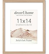 decorUhome Solid Oak Wood 11x14 Picture Frame Natural | Matted to 8x10 Pictures with High Definit...
