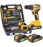 3/8" Brushless Compact Drill Tool Set, 85N.m 21V Cordless Drill Box with 2*2000mAh Battery, 782 I...