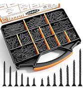 Dianrui 1020 PCS High Hardness Wood Screws Assortment Kit, #6#8 Drywall Screws, Assorted Black Wo...