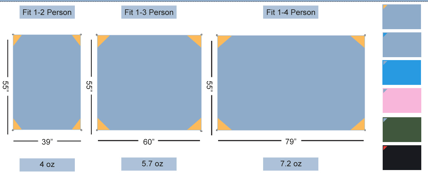 product size, weight, color