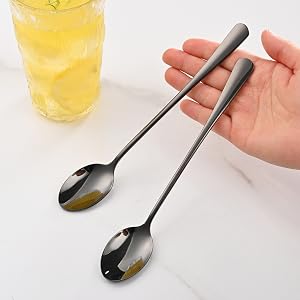 Black Long Handle Spoons Set
