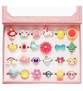 PinkSheep Little Girl Jewel Rings in Box, Adjustable, No Duplication, Girl Pretend Play and Dress...