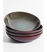 Pokini 8.75 Inch Large Ceramic Pasta Bowls, 32 Oz Reactive Glaze Stoneware Pasta Serving Bowls Se...