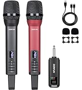 ZERFUN Rechargeable Wireless Microphones Dual, Pro Handheld Cordless Mics System Dynamic with Ech...