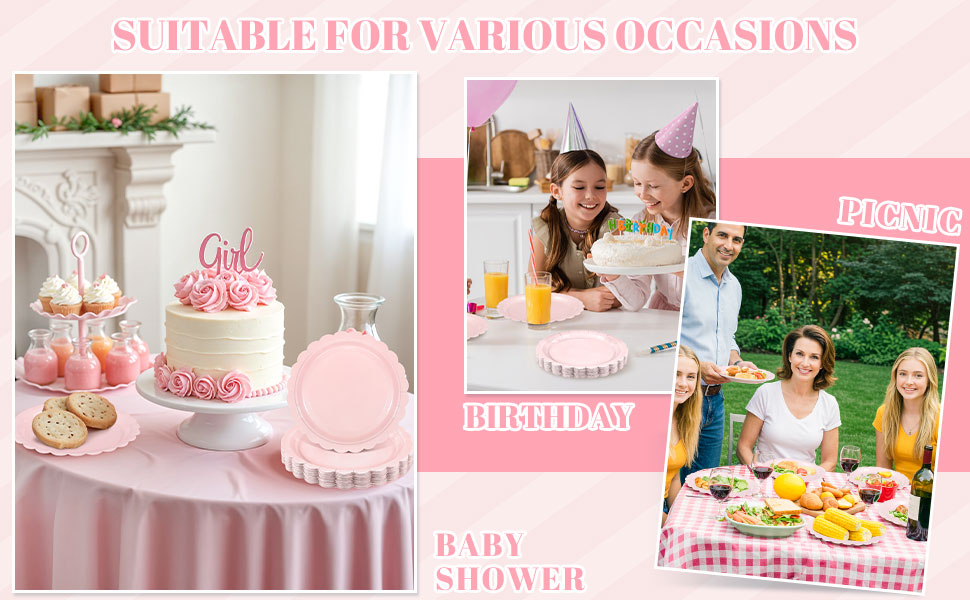 pink paper plates