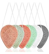 6 Pack Natural Konjac Facial Sponges, findTop 6 Colors Konjac Facial Sponges for Gentle Face Clea...