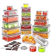 JSCARES 44 PCS Food Storage Container with Lid (22 Lids & 22 Containers) - Leakproof Meal-Prep Co...