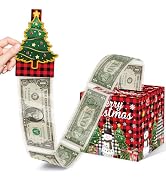 Christmas Party Gifts, Christmas Money Pull Box with Christmas Tree Card and Transparent Bags, Ch...