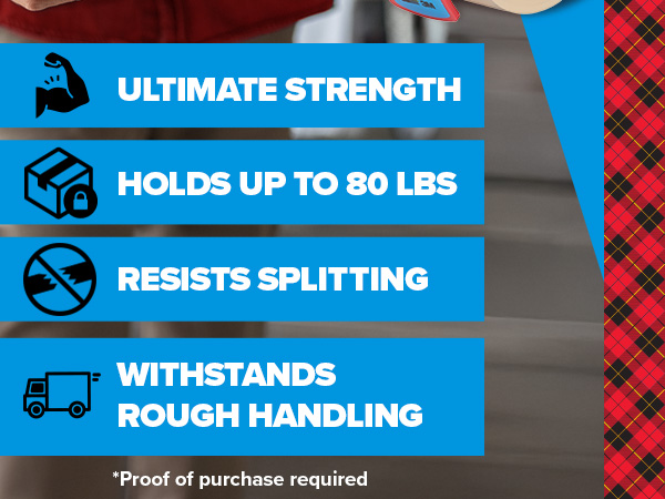 Scotch Heavy Duty Packaging Tape: ultimate strength, holds up to 80 lbs, resists splitting