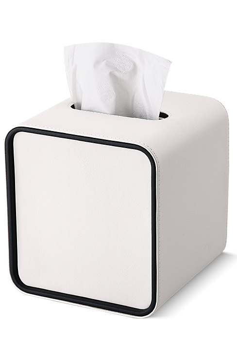 cube kleenex box cover white