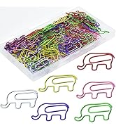 YOUDEFUL 120 Pcs Elephant Paperclips, Cute Metal Paper Clips in 6 Colors, Elephant Animal Shaped ...