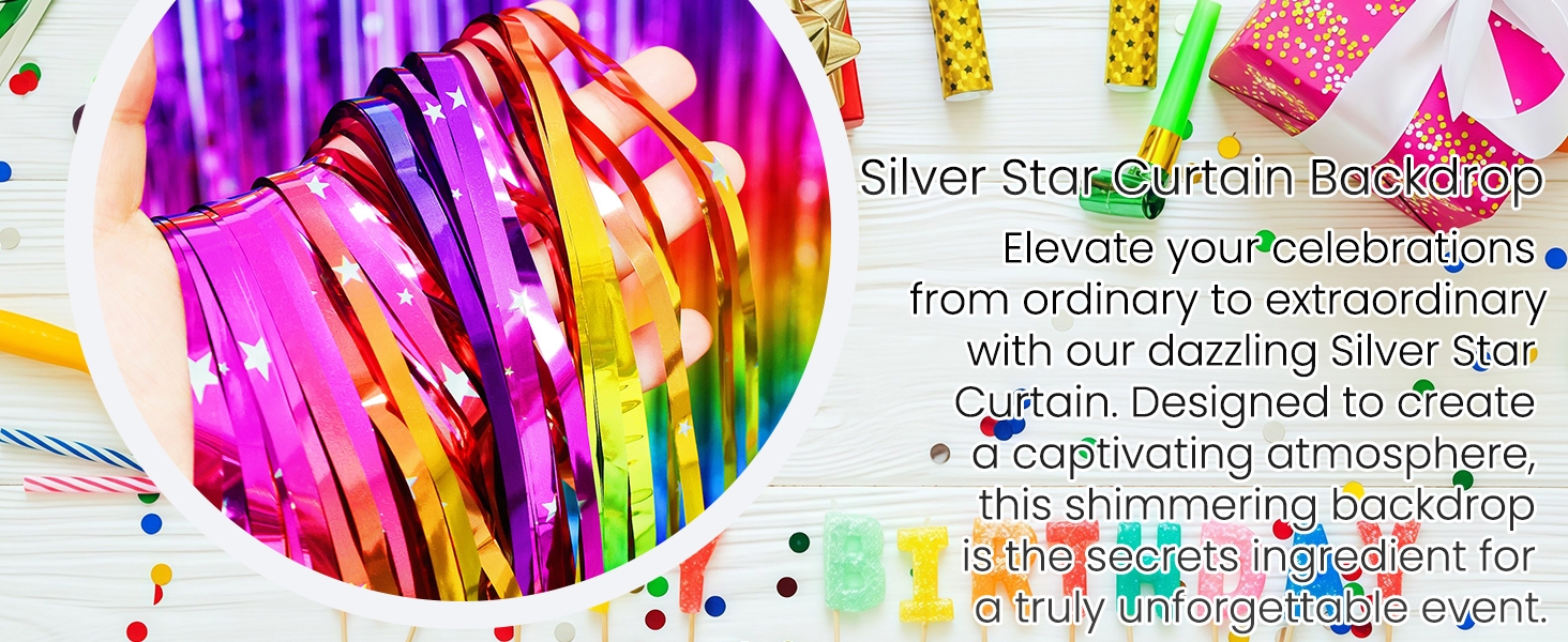 GJZSHTT Sparkly Neon Rainbow Foil Fringe Curtain Backdrop Metallic Streamers B0CT5TWW29,B0CT2MW6NG