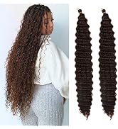Dark Brown Deep Wave Crochet Hair for Boho Braids 4# Synthetic Boho Hair for Braiding