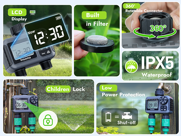 2 zone water hose timer