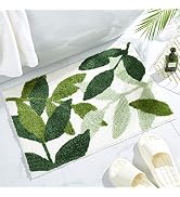 Gibelle Green Bathroom Rug, Non-Slip Strong Water Absorbent Plush Microfiber Bath Mat, Machine Wa...