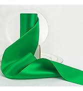 HUIHUANG Emerald Green 4 inch Ribbon Wide Thick Double-Sided Satin Fabric Ribbon 10 Yard/Spool, f...