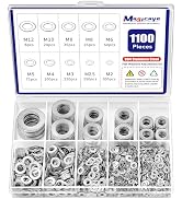1100 Pcs Flat Washers Assortment Kit – 304 Stainless Steel, 9 Metric Sizes (M2–M12), Metal Washer...