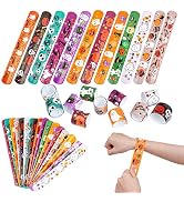 CCINEE 48pcs Halloween Slap Bracelets Assorted Bulk Pumpkin Zombie Witches Snap Bracelet Wristban...