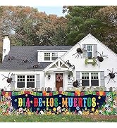 Halloween Banner Outdoor, Large Dia de Los Muertos Happy Halloween Decorations Banner Yard Sign, ...