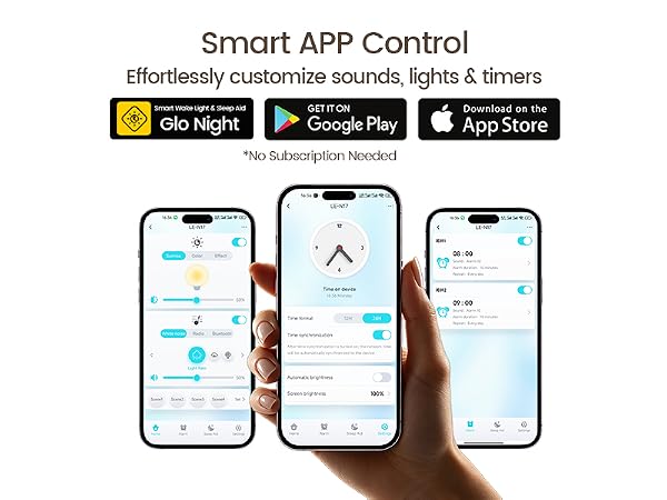 Glocusent N19 Alarm Clock with Sound Machine APP Control.