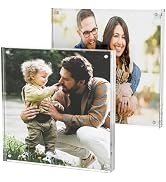 Hongtuocb Acrylic Picture Frame 8x8 inch 2 Pack, 24mm Thick Blocks Double Sided Strong Magnetic A...