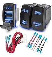 Anina 3 PCS Blue LED Rocker Switch Include 12A/20A 24V/10A Rear Light & LED Light bar & 4.2A Dual...