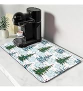 Bloss Coffee Bar Mat, Christmas 16"x24" Absorbent Bar Mat with Waterproof Rubber Back, Fit Under ...