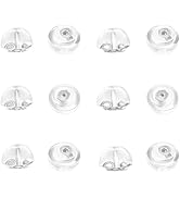 12PCS Silicone Earring Backs, 925 Sterling Silver Earring Backings, Hypoallergenic Ear Stoppers, ...
