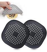 Hair Drain Catcher,Square Drain Cover for Shower Silicone Hair Stopper with Suction Cup,Easy to I...