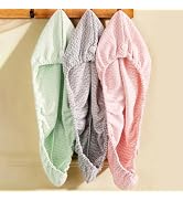Vie Triomphe Microfiber Hair Towel Turban 3 Pack Button Closure Quick Dry Hair Wraps 9.8x28.7 Inc...