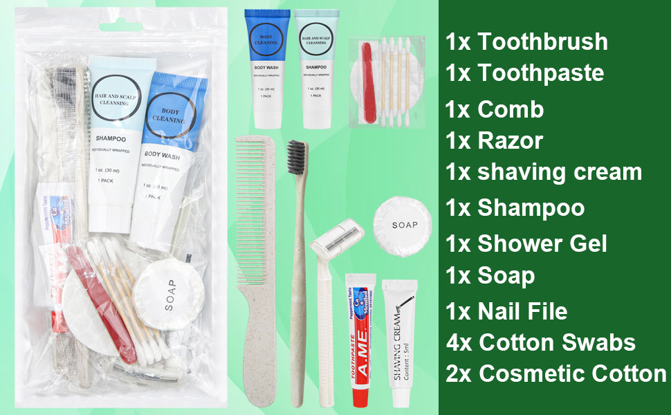 Disposable Travel Size Essential Bulk Toiletry Kits Pack