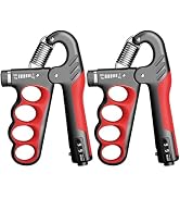 2 Pack Grip Strength Trainer Forearm Strengthener, 11-220 lbs Adjustable Resistance, Automatic Co...