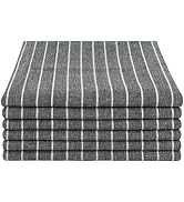 SINLAND Linen Napkins 20x20 inch Oversized Stripe Dinner Napkins Soft Washable Cloth Napkins for ...