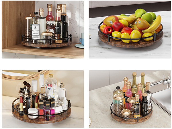 kitchen living room dressing table fridge organizer trays rotating tabletop trays refrigerator wood