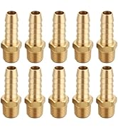 T TANYA HARDWARE 3/8 Inch Hose Barb to 1/4 Inch NPT Male Thread Brass Air Hose Barb Fittings, Bra...