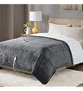 Degrees of Comfort Sherpa Plush Heated Blanket, Full Size Bed Electric Blankets with 6 Heat Setti...