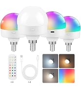 GOEBLESON Rechargeable Light Bulbs with Remote Control, 4 Packs E12 Battery Operated Light Bulbs,...