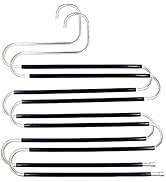 Skroad Pants Hangers Space Saving,2 Pack S-Type Non-Slip Stainless Steel Clothes Pants Hangers Cl...