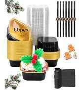 YQER 60 Pack 10oz Mini Cake Pans with Lids, Spoons, Stickers - Disposable Square Brownie Baking C...