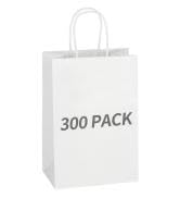 Mlyta 300 Pack 5.25x3.25x8.5 Inch Small White Kraft Paper Gift Bags with Handles Bulk for Goodie