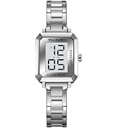 Gosasa Women’s Digital Watch Slim Square Stainless Steel Bracelet Watch for Ladies, Small Retro M...