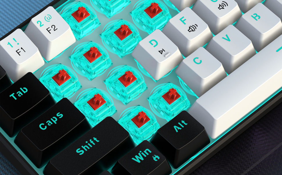60% mechanical keyboard black white red switches