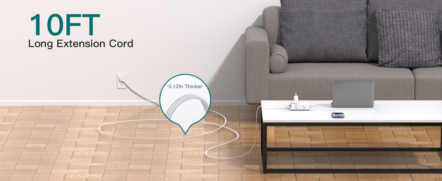 Surge Protector Power Strip 10 ft Cord