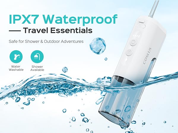COSLUS Mini Water Flosser for Travel: Portable Compact Design, Cordless Oral Irrigator for Braces