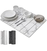 Dish Drying Mat for Kitchen Counter, Stone Drying Mat 16" x 12" with 7 Foldable Strips, Super Abs...