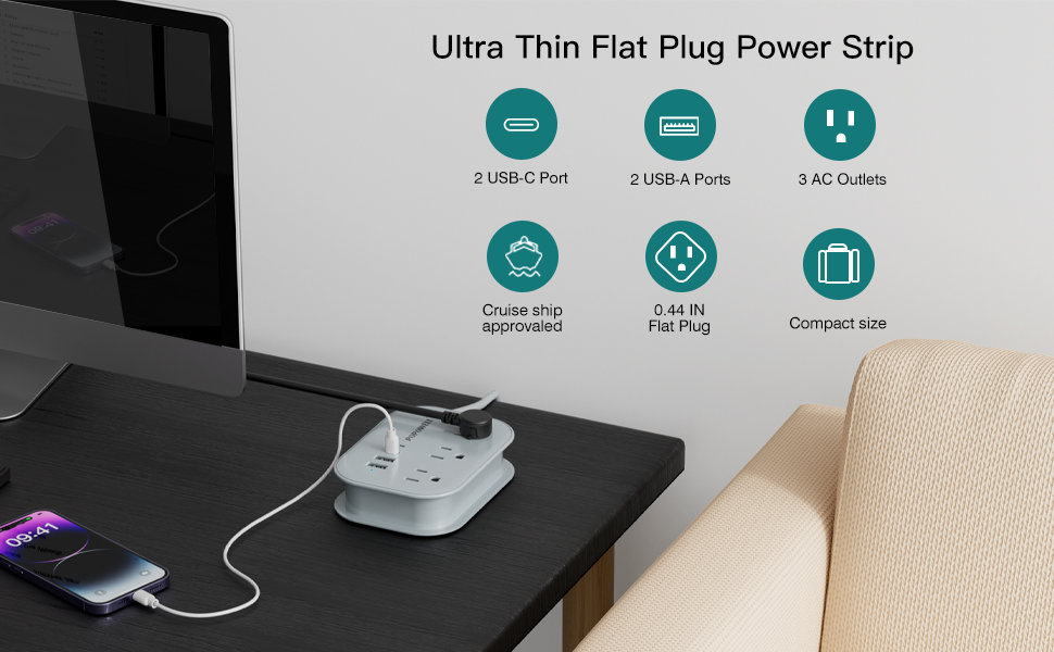 cruise essential power strip with usb ports