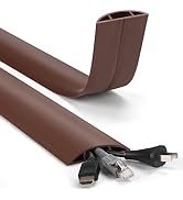 LZEOY 4ft Cord Hider Floor, Heavy Duty Cord Covers for Wires on Floor, Brown Floor Cable Manageme...