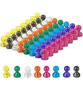 64Pack Push Pin Magnets, Refrigerator Magnets, 8 Assorted Colors Magnetic Push Pins Tacks for Hom...