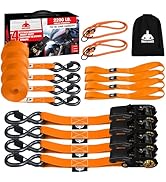 JACK BOSS 2200 LB Break Strength Ratchet Straps Heavy Duty 4 Pack -15 FT, Ratchet Tie Down Straps...