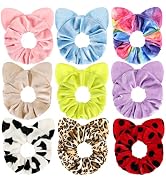 Mouse Ear Scrunchies for Hair, Funtopia 9 Pcs Cute Velvet Scrunchies for Women Girls Kids, Fashio...